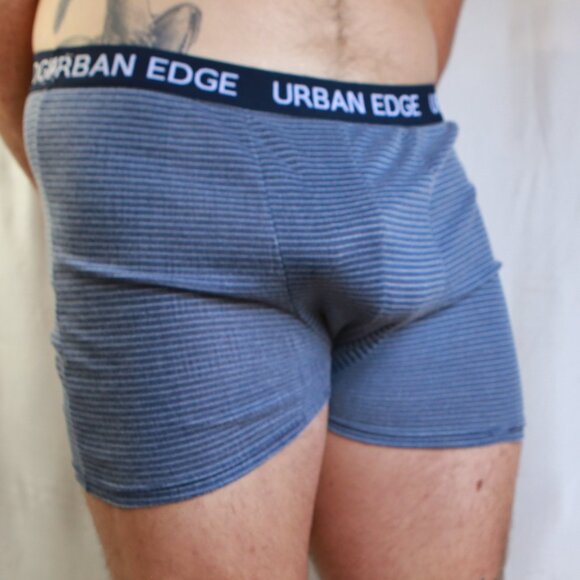 Urban Edge Blue Horizontal Stripe Cotton Polyester Boxer Brief Trunks 2XL - Picture 2 of 9